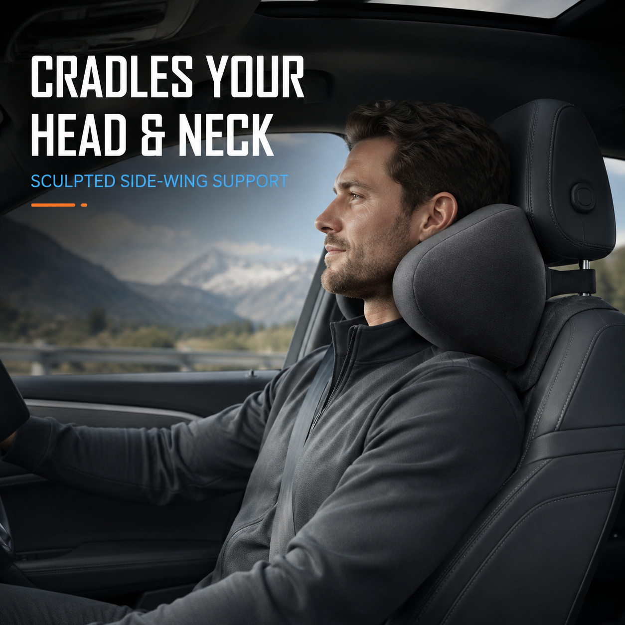 Car Neck & Lumbar Support Pillow Set – Memory Foam Headrest & Lower Back Cushion for Comfortable Driving