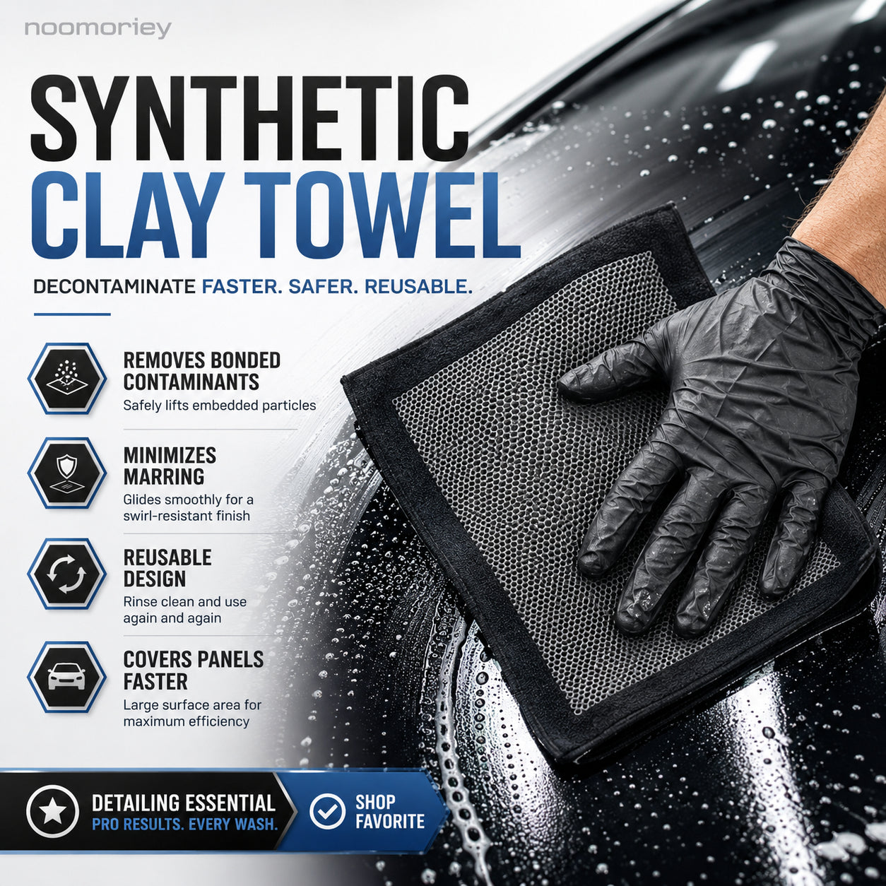 🚗Synthetic Clay Towel ✨ Fast Car Paint & Glass Decontamination