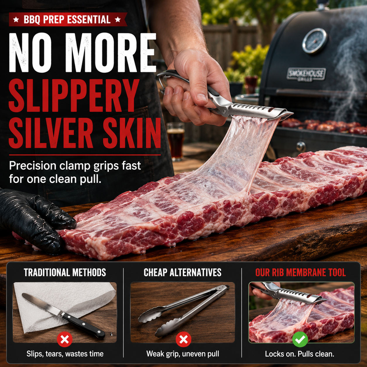 🍖 Professional BBQ Rib Skin Remover & Meat Peeling Tool