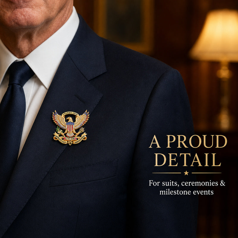 USA 250th Anniversary Eagle Lapel Pin, Patriotic Collectible Brooch