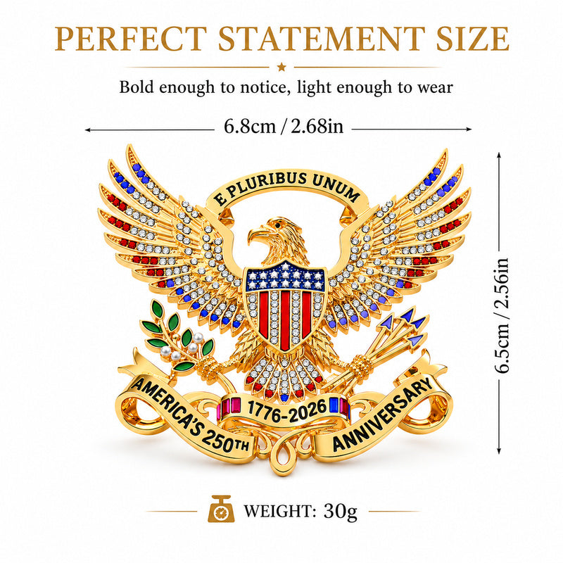 USA 250th Anniversary Eagle Lapel Pin, Patriotic Collectible Brooch