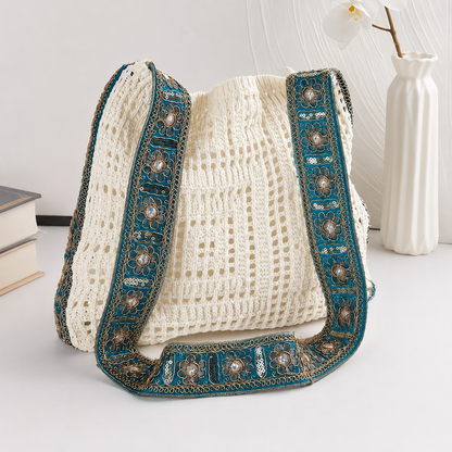 Women's Retro Boho Floral Patchwork Crossbody Messenger Bag for Travel, Shopping & Everyday Use