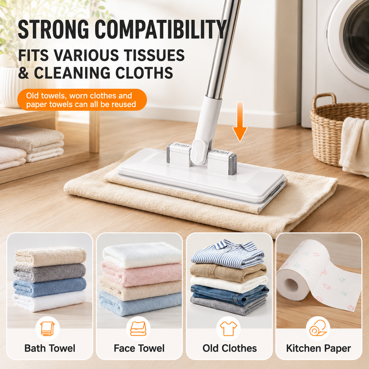 🧹🔥 50% OFF Today! Hands-Free Flat Mop with One-Click Cloth Change