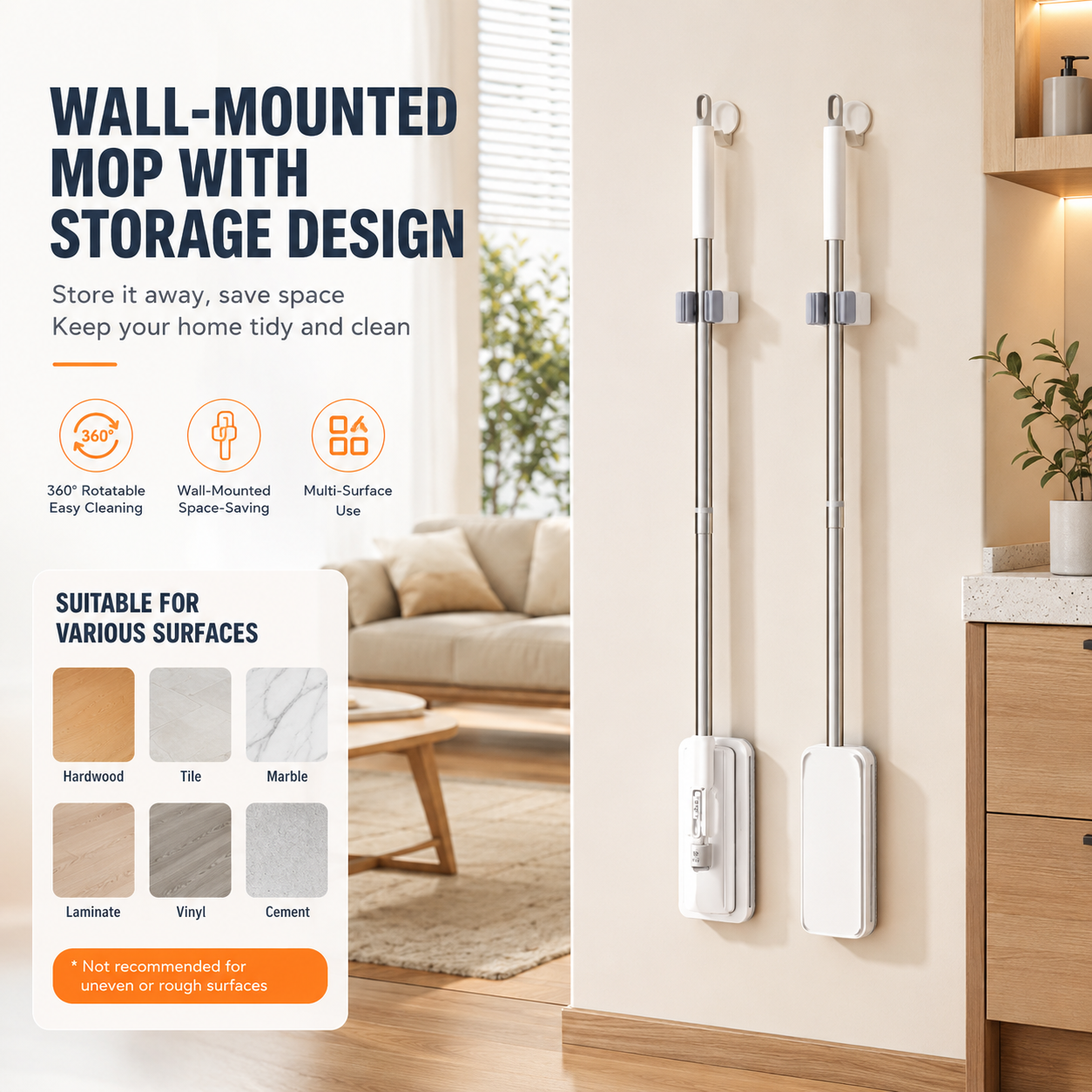 🧹🔥 50% OFF Today! Hands-Free Flat Mop with One-Click Cloth Change