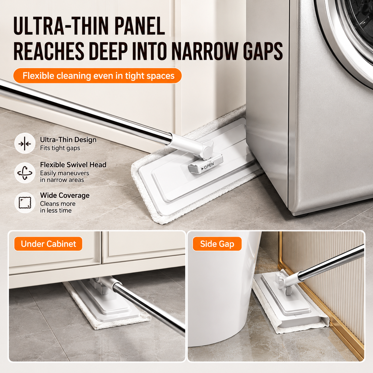 🧹🔥 50% OFF Today! Hands-Free Flat Mop with One-Click Cloth Change