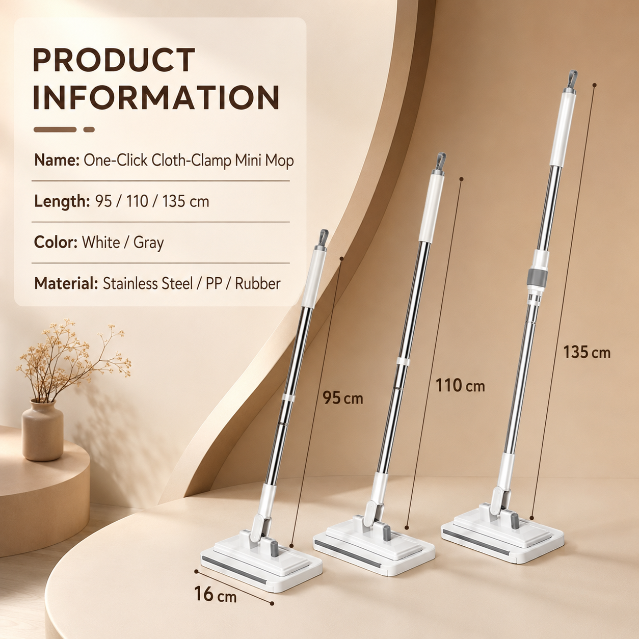 🧹🔥 50% OFF Today! Hands-Free Flat Mop with One-Click Cloth Change