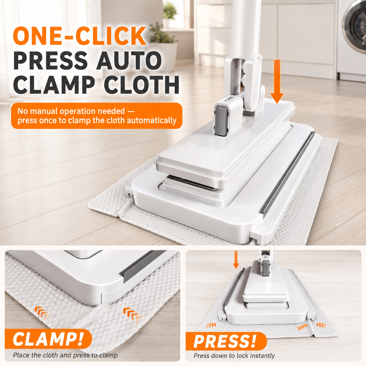 🧹🔥 50% OFF Today! Hands-Free Flat Mop with One-Click Cloth Change