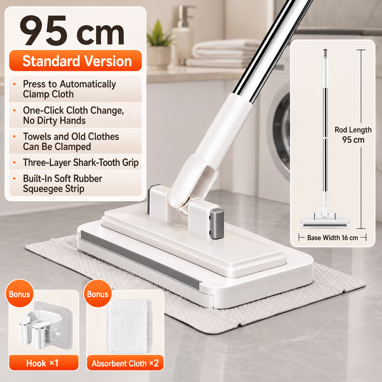 🧹🔥 50% OFF Today! Hands-Free Flat Mop with One-Click Cloth Change
