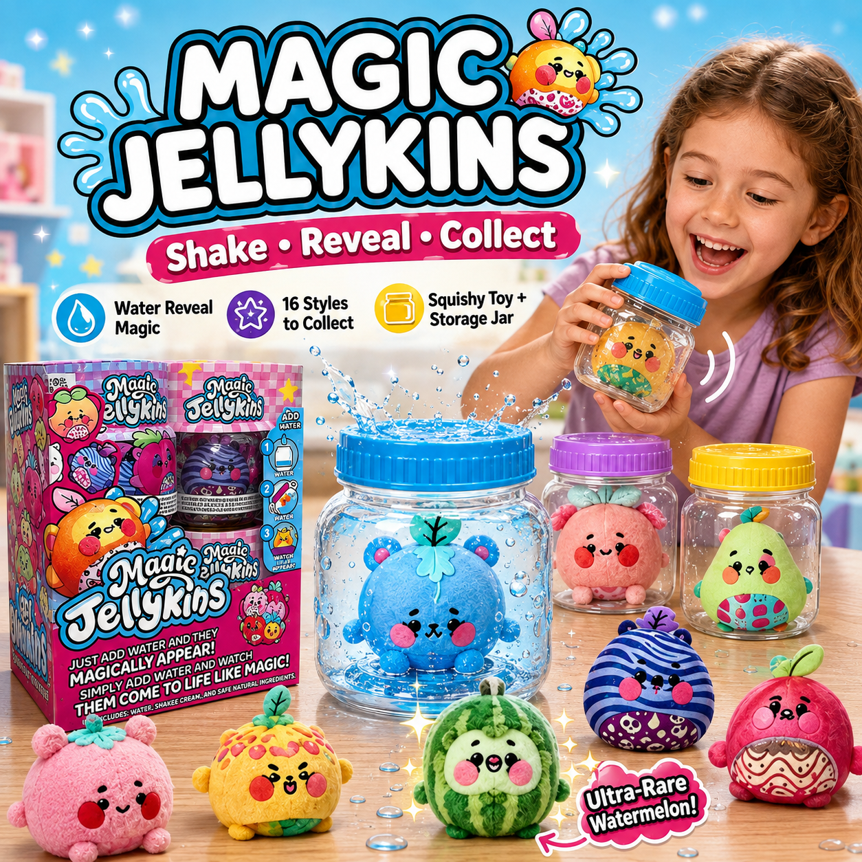 ✨ Magic Jellykins Water Reveal Squishy Plush Toy - 16 Styles to Collect