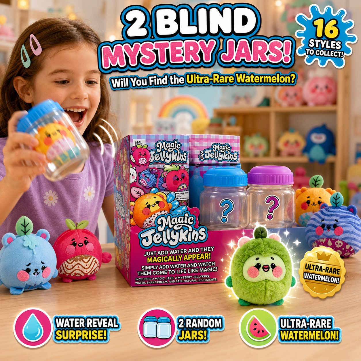 ✨ Magic Jellykins Water Reveal Squishy Plush Toy - 16 Styles to Collect