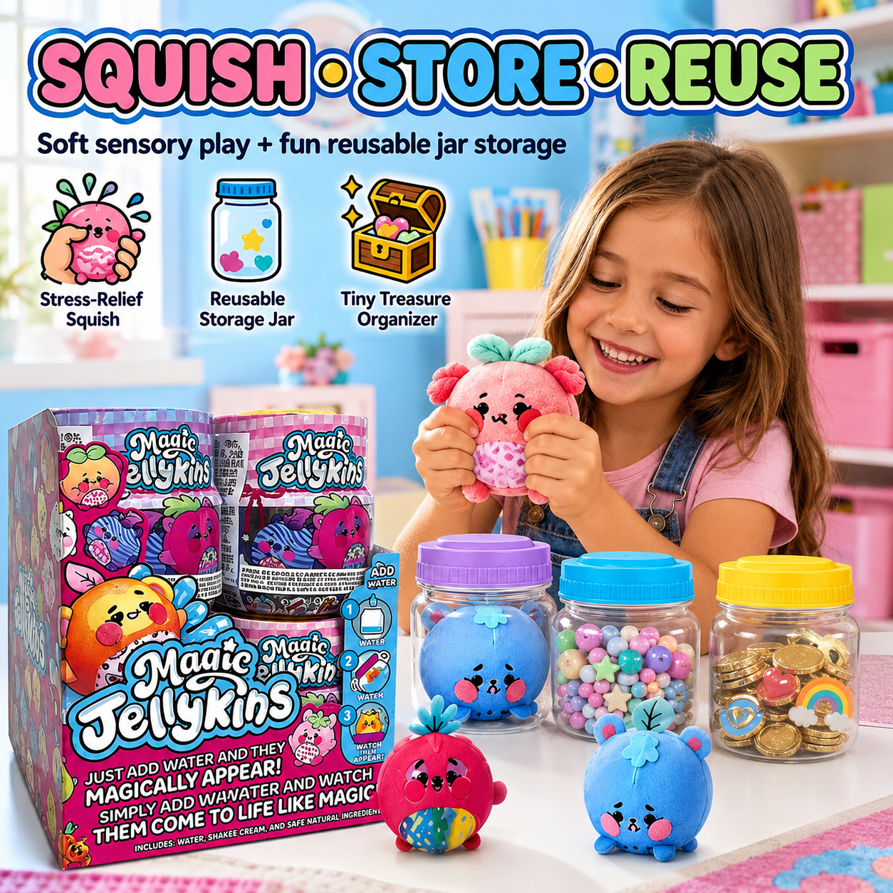✨ Magic Jellykins Water Reveal Squishy Plush Toy - 16 Styles to Collect