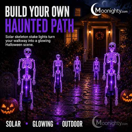 Solar Skeleton Ground Stake Lights Outdoor Waterproof Halloween Decor Lights