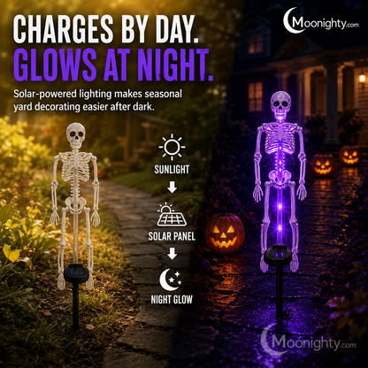 Solar Skeleton Ground Stake Lights Outdoor Waterproof Halloween Decor Lights