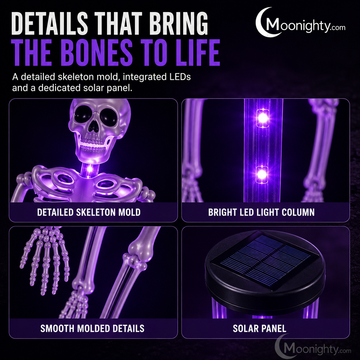 Solar Skeleton Ground Stake Lights Outdoor Waterproof Halloween Decor Lights