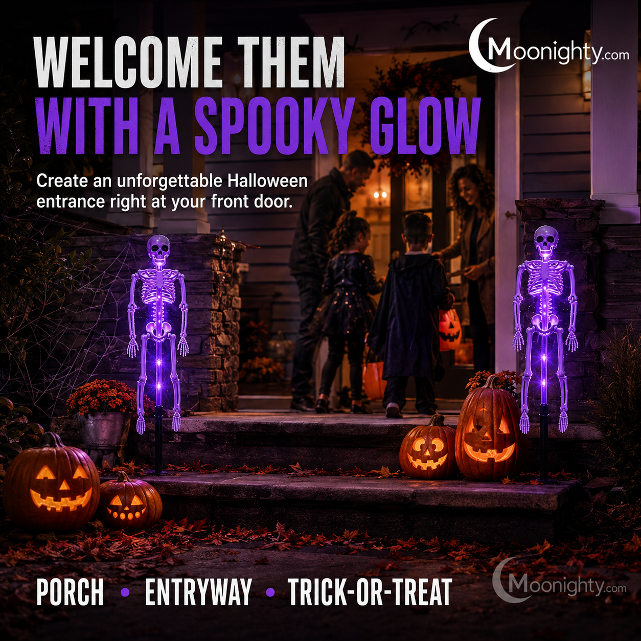 Solar Skeleton Ground Stake Lights Outdoor Waterproof Halloween Decor Lights