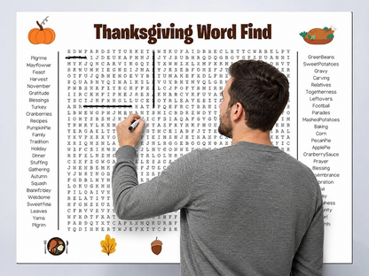 🎉 Jumbo Thanksgiving Word Search Poster(🎉Giant 36"x24" Wall Game)