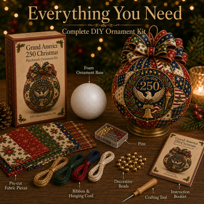 🇺🇸❤️Beginner-Friendly🎄 USA Christmas Patchwork Ornament DIY Kit