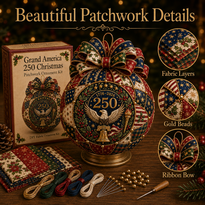 🇺🇸❤️Beginner-Friendly🎄 USA Christmas Patchwork Ornament DIY Kit