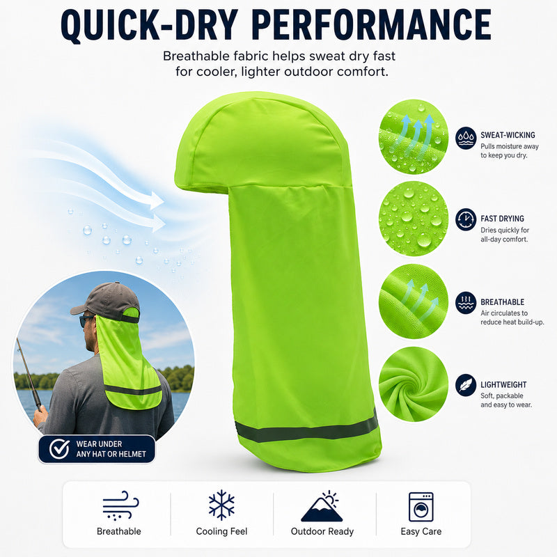 Hard Hat Sun Shade with Neck Flap - Cooling Skull Cap for Outdoor Work