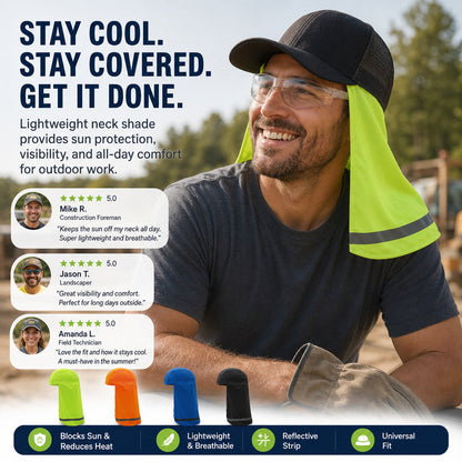 Hard Hat Sun Shade with Neck Flap - Cooling Skull Cap for Outdoor Work