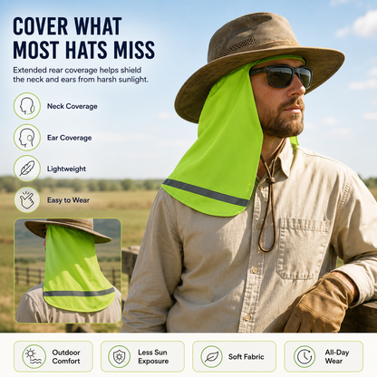 Hard Hat Sun Shade with Neck Flap - Cooling Skull Cap for Outdoor Work