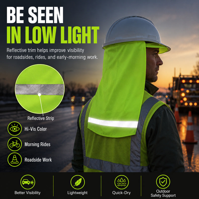 Hard Hat Sun Shade with Neck Flap - Cooling Skull Cap for Outdoor Work