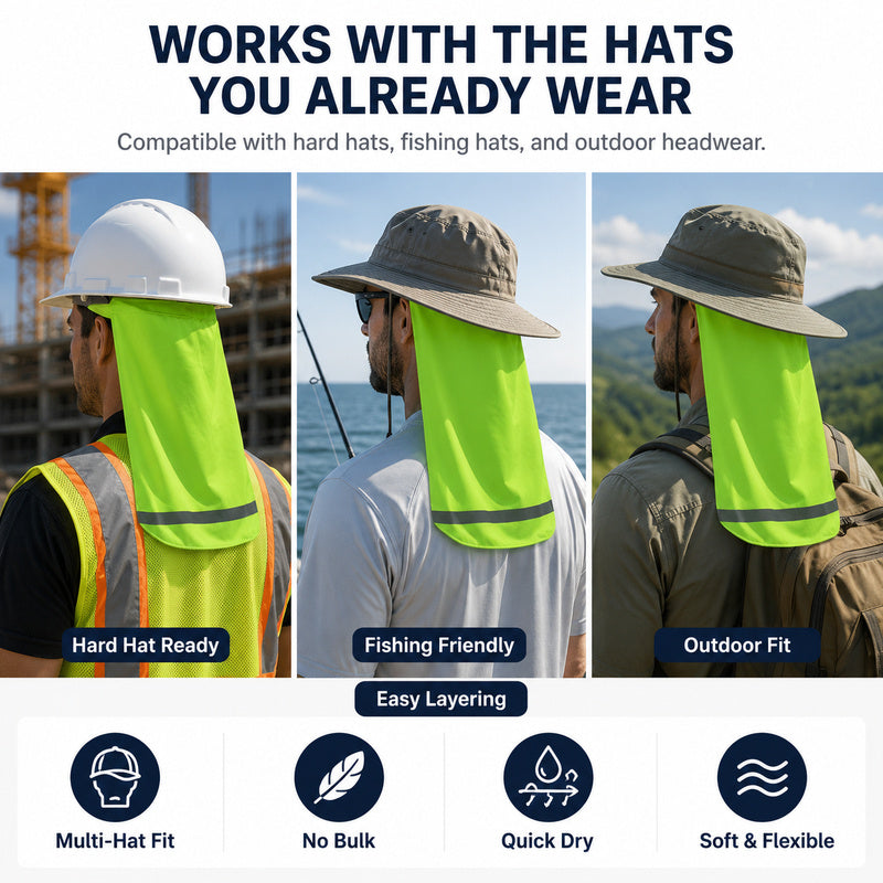 Hard Hat Sun Shade with Neck Flap - Cooling Skull Cap for Outdoor Work