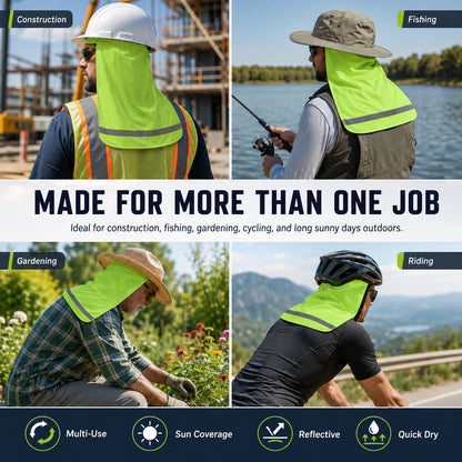 Hard Hat Sun Shade with Neck Flap - Cooling Skull Cap for Outdoor Work