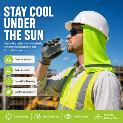 Hard Hat Sun Shade with Neck Flap - Cooling Skull Cap for Outdoor Work