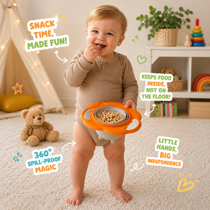 ✨ 360° Spill-Proof Snack Bowl – The Mess-Free Solution for Toddlers