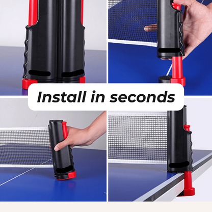 NetSnap Table Tennis Set (Retractable Net, 2 Paddles, 6 Balls & Storage Bag)