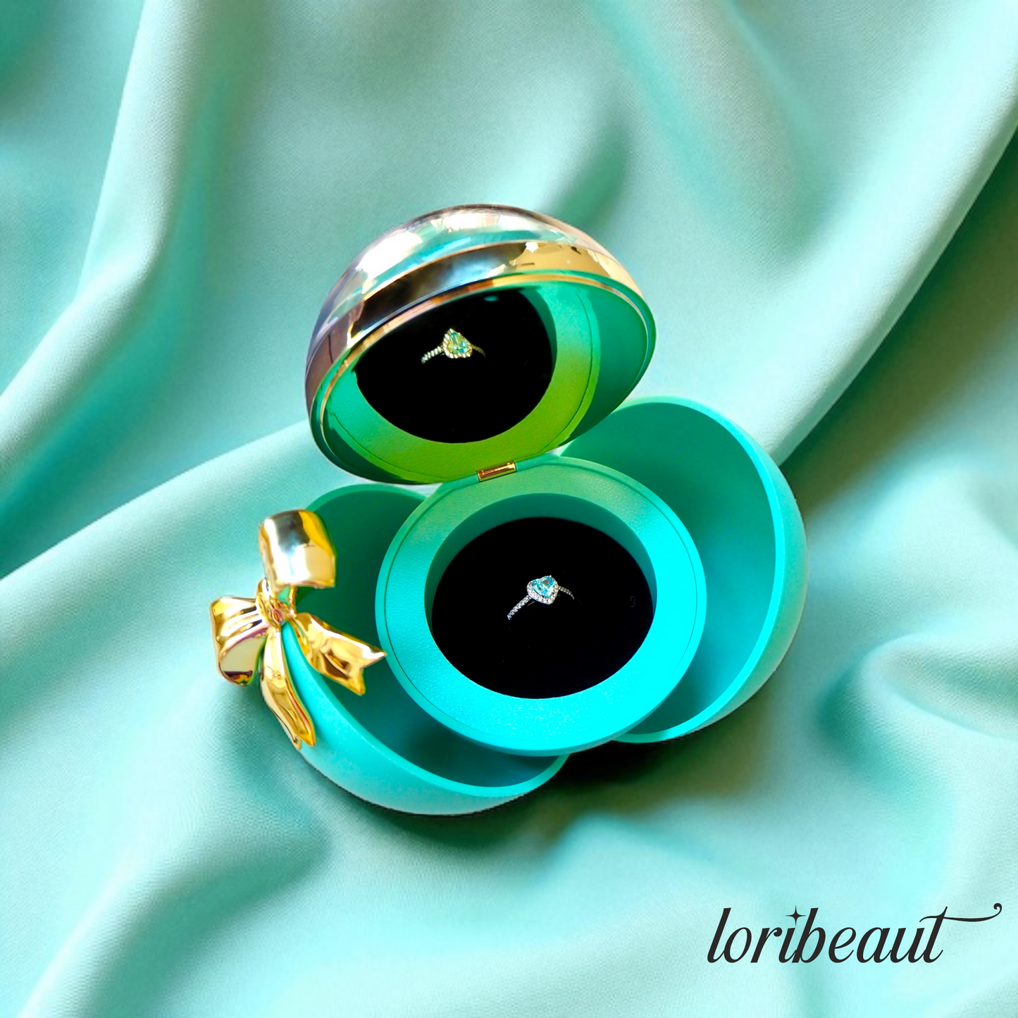 🌹 Round Eternal Rose Jewelry Gift Box w/ Heart Promise Ring 💍✨