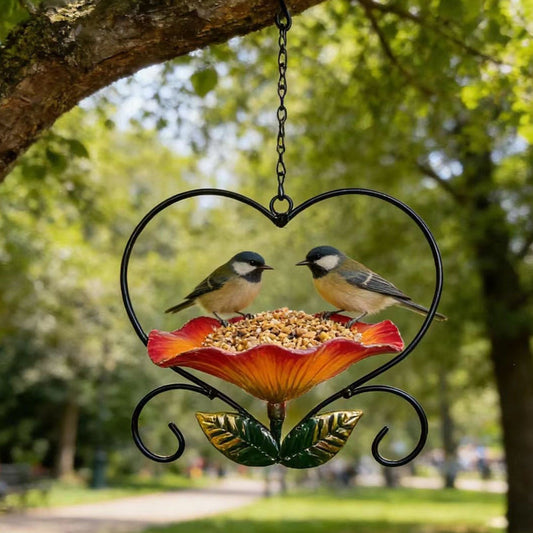 💖🐦 Heart-Shaped Bird Feeder – Floral, Hanging,Perfect for Backyard or Balcony 🏡