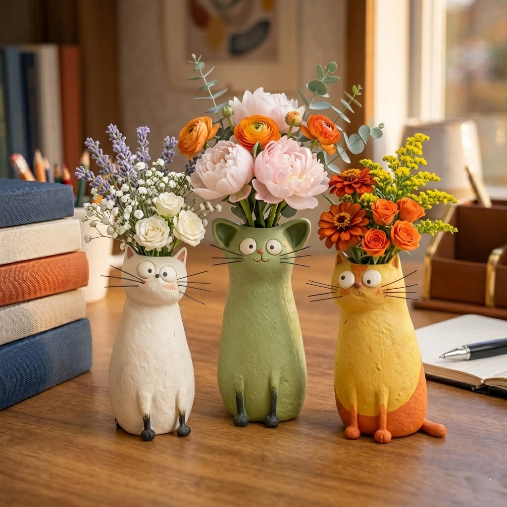 🔥LAST DAY49% OFF - 😻Handcrafted Quirky Cat Vase