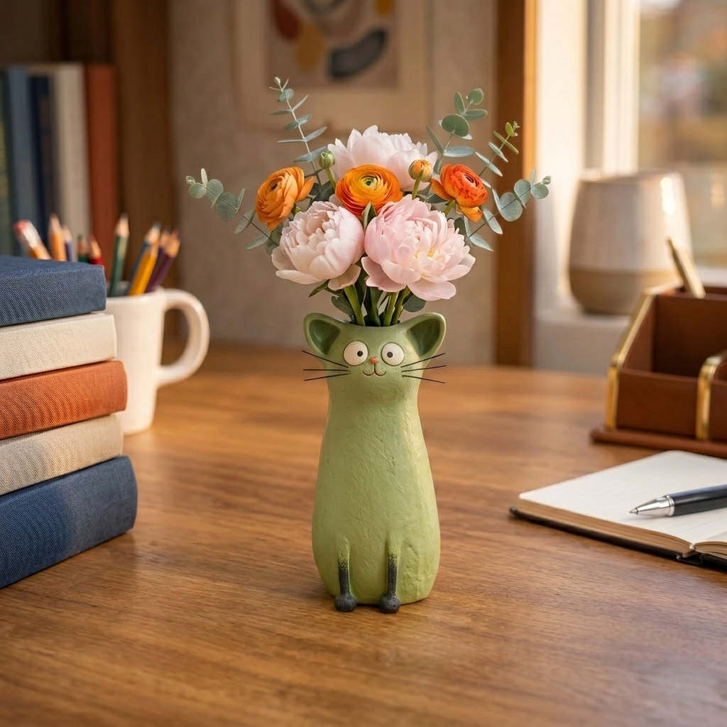 🔥LAST DAY49% OFF - 😻Handcrafted Quirky Cat Vase