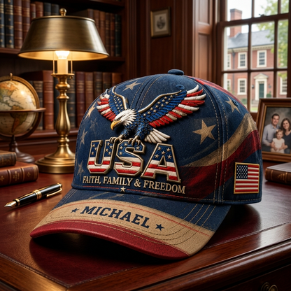 Personalized USA Eagle Name Baseball Cap
