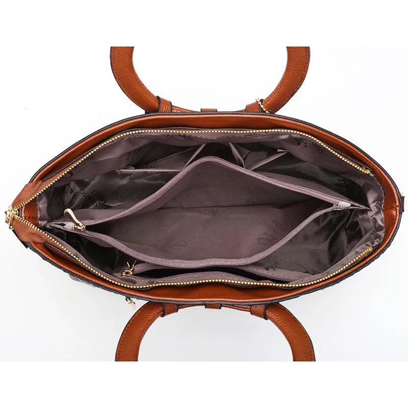 Women Croc Embossed Ring Handle Handbag