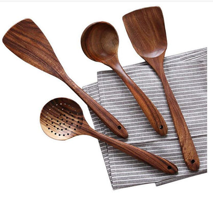 🌿 100% Pure Teak Wooden Kitchen Utensils – No Harsh Chemicals, Gentle on All Cookware🍴