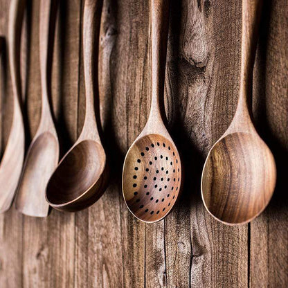 🌿 100% Pure Teak Wooden Kitchen Utensils – No Harsh Chemicals, Gentle on All Cookware🍴