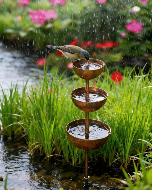 🌧️🐦 Rain Catcher Garden Stake – Charming Metal Bird Plant Support