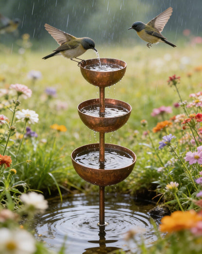 🌧️🐦 Rain Catcher Garden Stake – Charming Metal Bird Plant Support