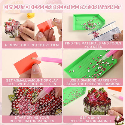 8PCS Magnetic Fridge Stickers DIY Diamond Painting Kit