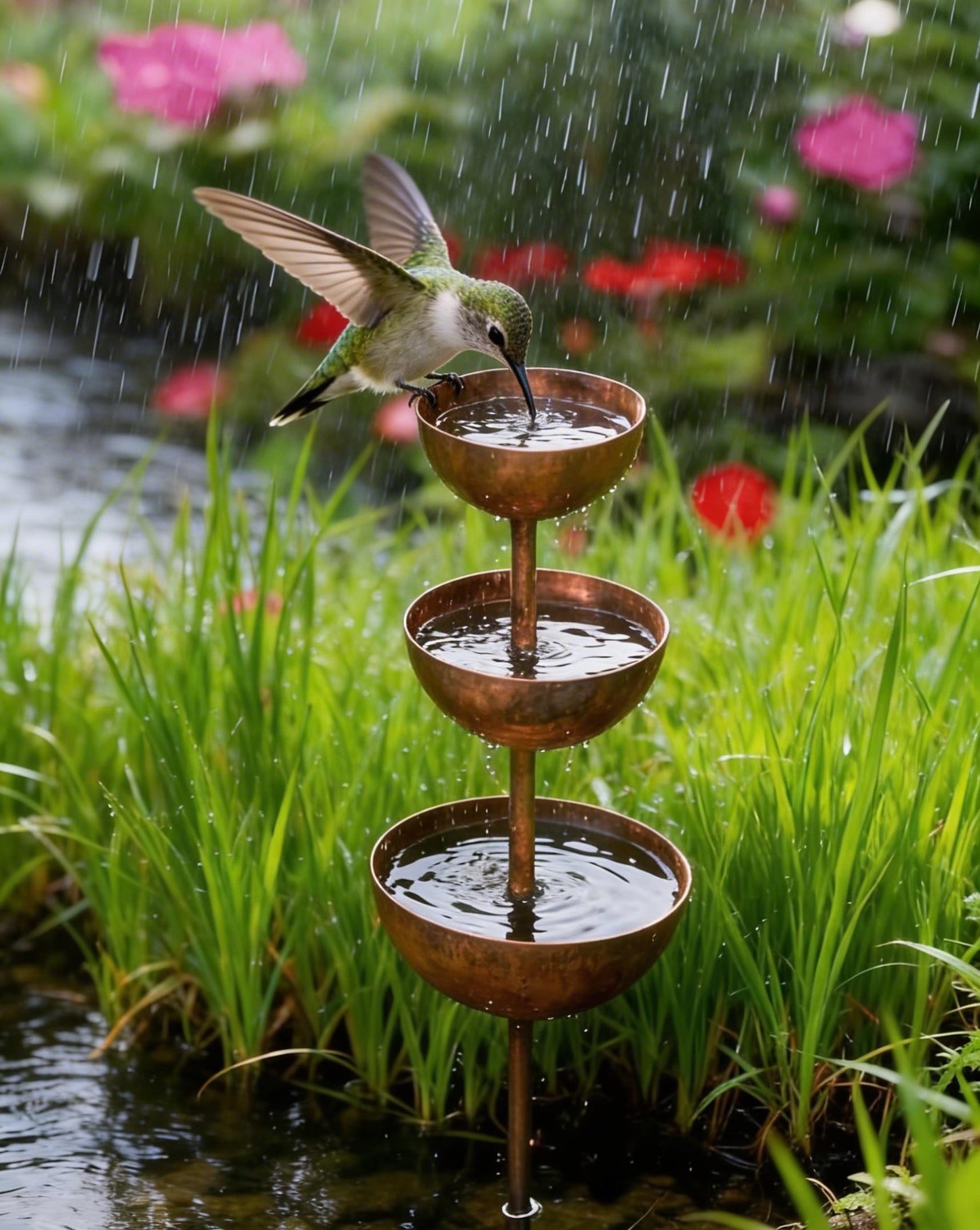 🌧️🐦 Rain Catcher Garden Stake – Charming Metal Bird Plant Support