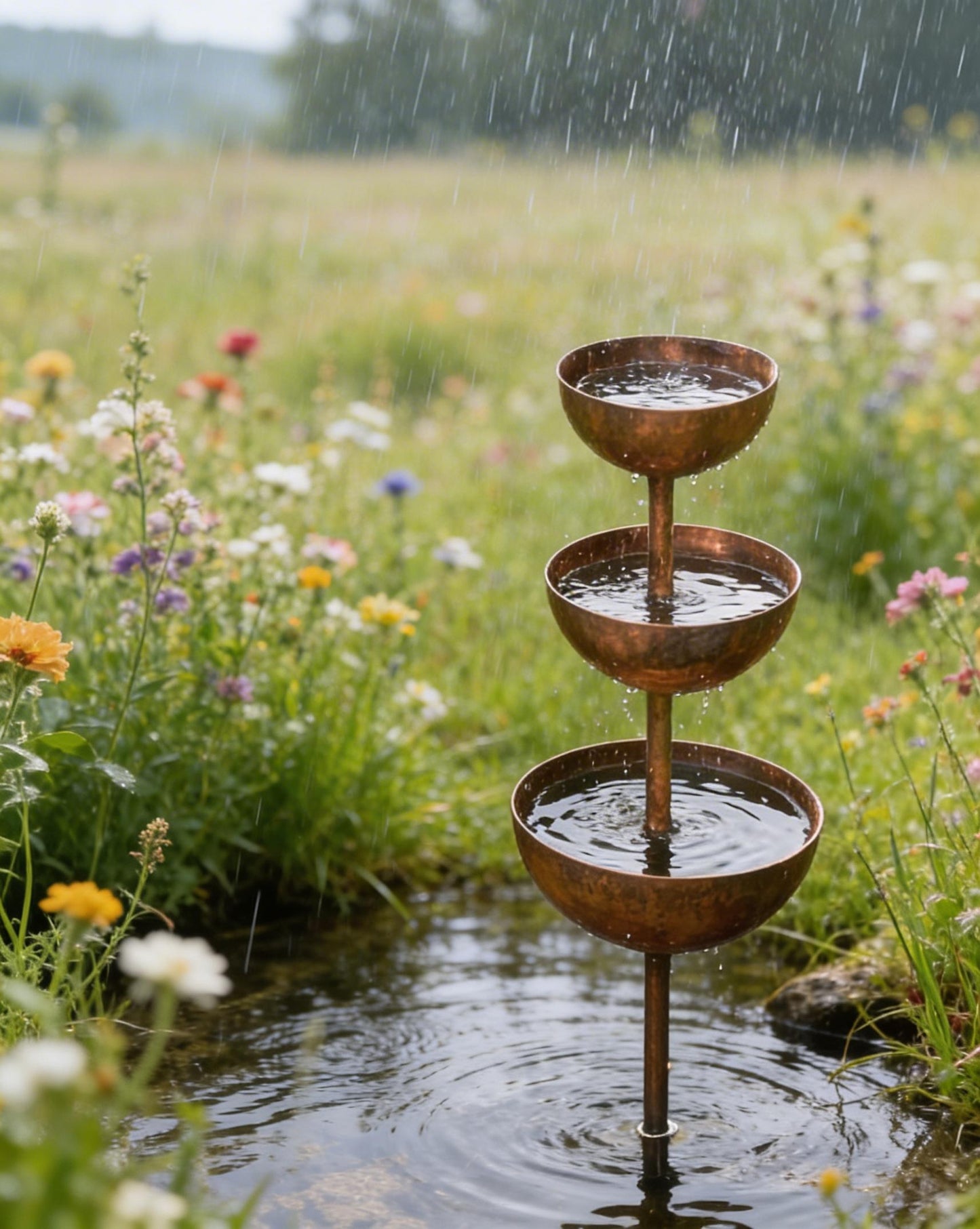 🌧️🐦 Rain Catcher Garden Stake – Charming Metal Bird Plant Support