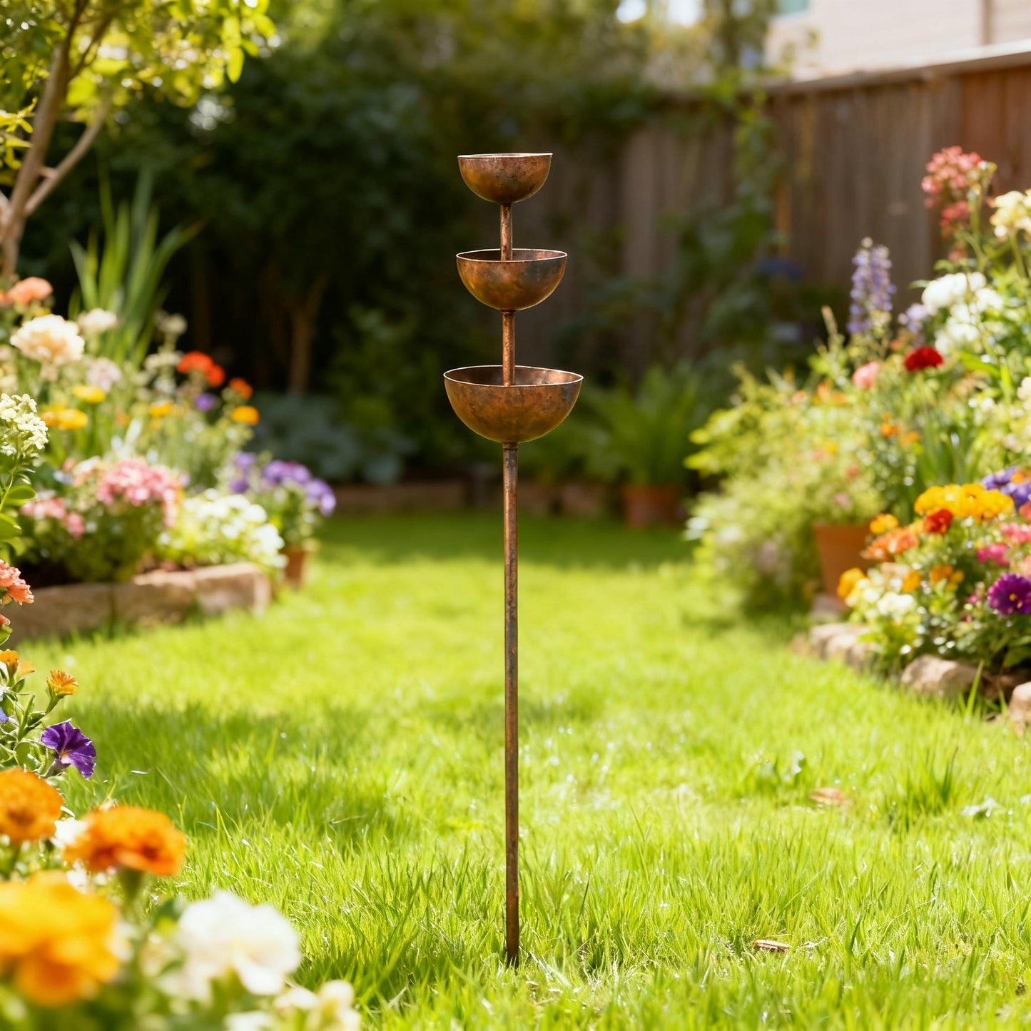 🌧️🐦 Rain Catcher Garden Stake – Charming Metal Bird Plant Support