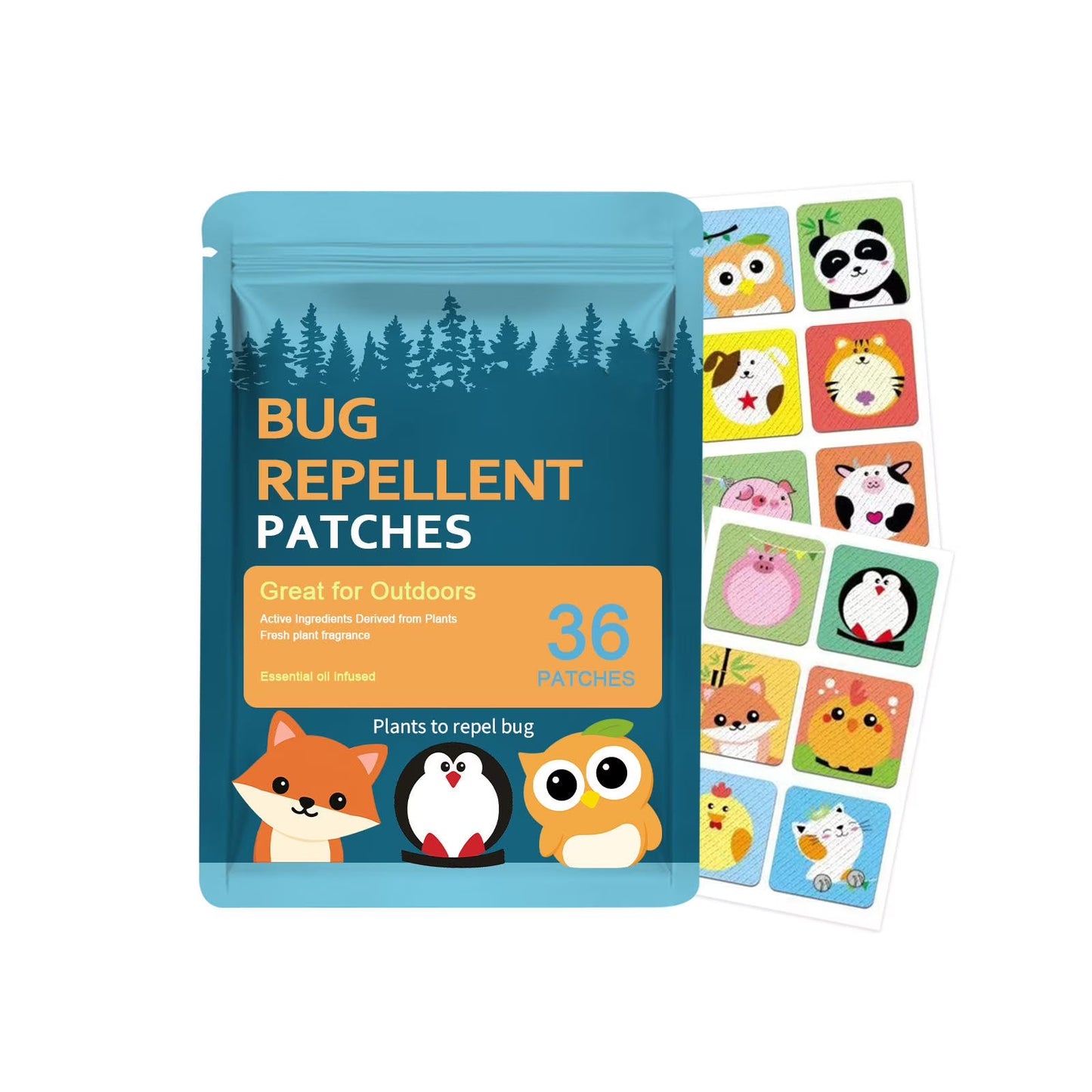Mosquito Repellent Stickers (36 Pack) - Positive Vibes Patches for Kids, Natural DEET-Free, Essential Oil Infused