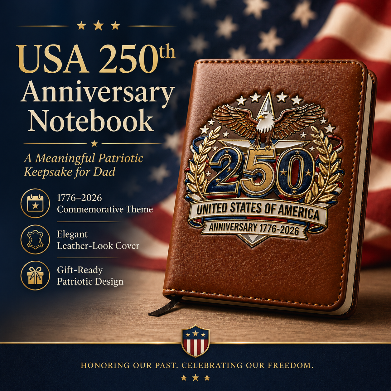 USA 250th Anniversary Notebook &amp; Pen Set A Meaningful Patriotic Gift🎁