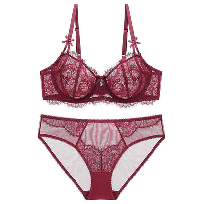 🌹 Women's Balconette Sexy Lace Push Up Bra – See Through & Underwire Free