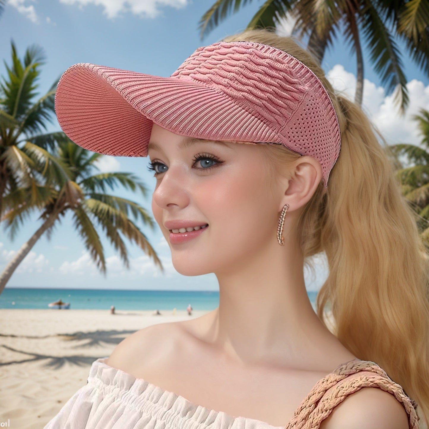 👒 Women's High Ponytail Sun Visor Hat – Breathable Open-Top UV Protection Cap for Running, Beach & Travel