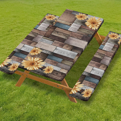 🧺 Stretch Picnic Tablecloth Set | Bench Covers + Carry Bag Included 👜